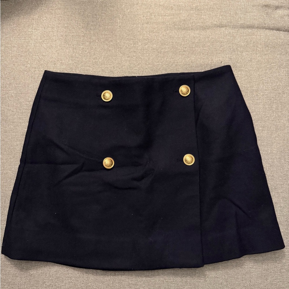 Vineyard Vines Navy Wool Mini Skirt with Gold Buttons